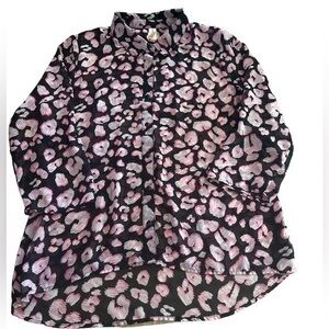 No Boundaries 3/4 Sleeve Sheer Blouse - Juniors Size XL (15-17) Black and Pink